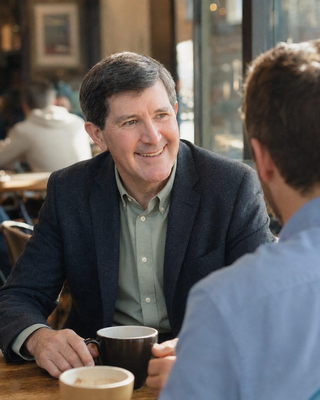 Rosser Newton meeting over coffee in Dallas